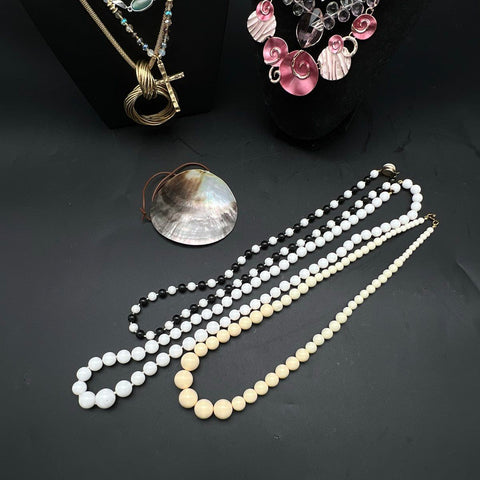 Vintage to Modern Costume Jewelry Necklace Lot 1.5 Lbs Beaded Pendants Statement