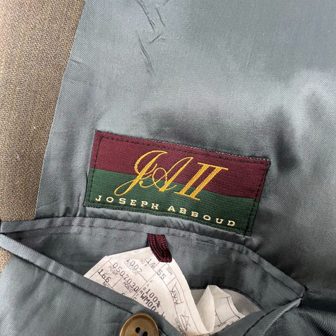 Vintage 90s Joseph Abboud Double Breasted Pleated Cuffed Wool Suit Sz 42