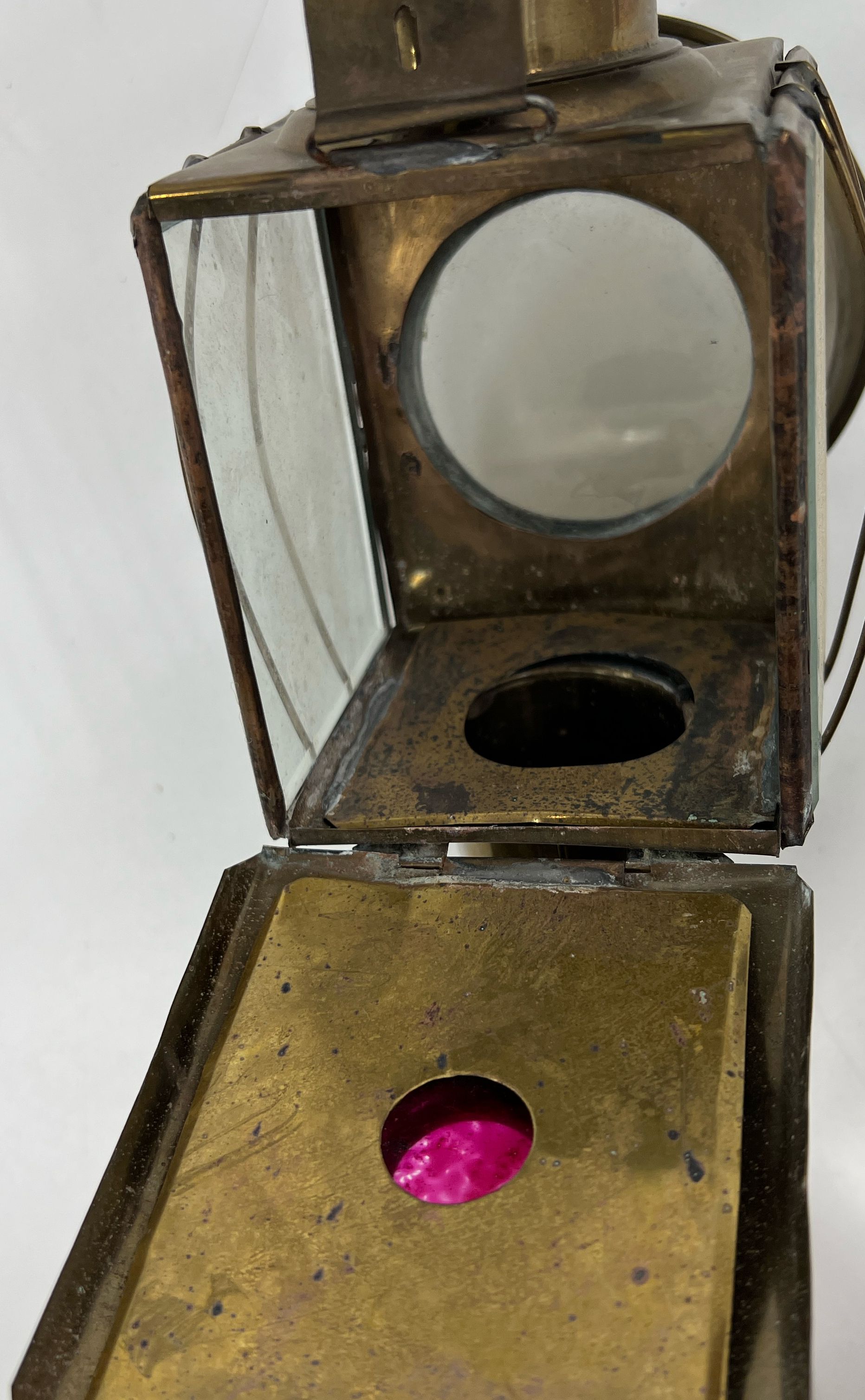 Vintage Collectible Reproduction Brass & Glass Railroad Lantern