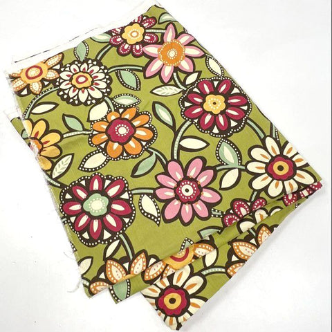 Richloom Floral Screen Print Fabric MMX 2010 Green Pink Orange 2.5 Yards