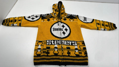 Vintage 90s Pittsburgh Steelers NFL Ruminahui Knit Hooded Jacket Full Zip Sz M