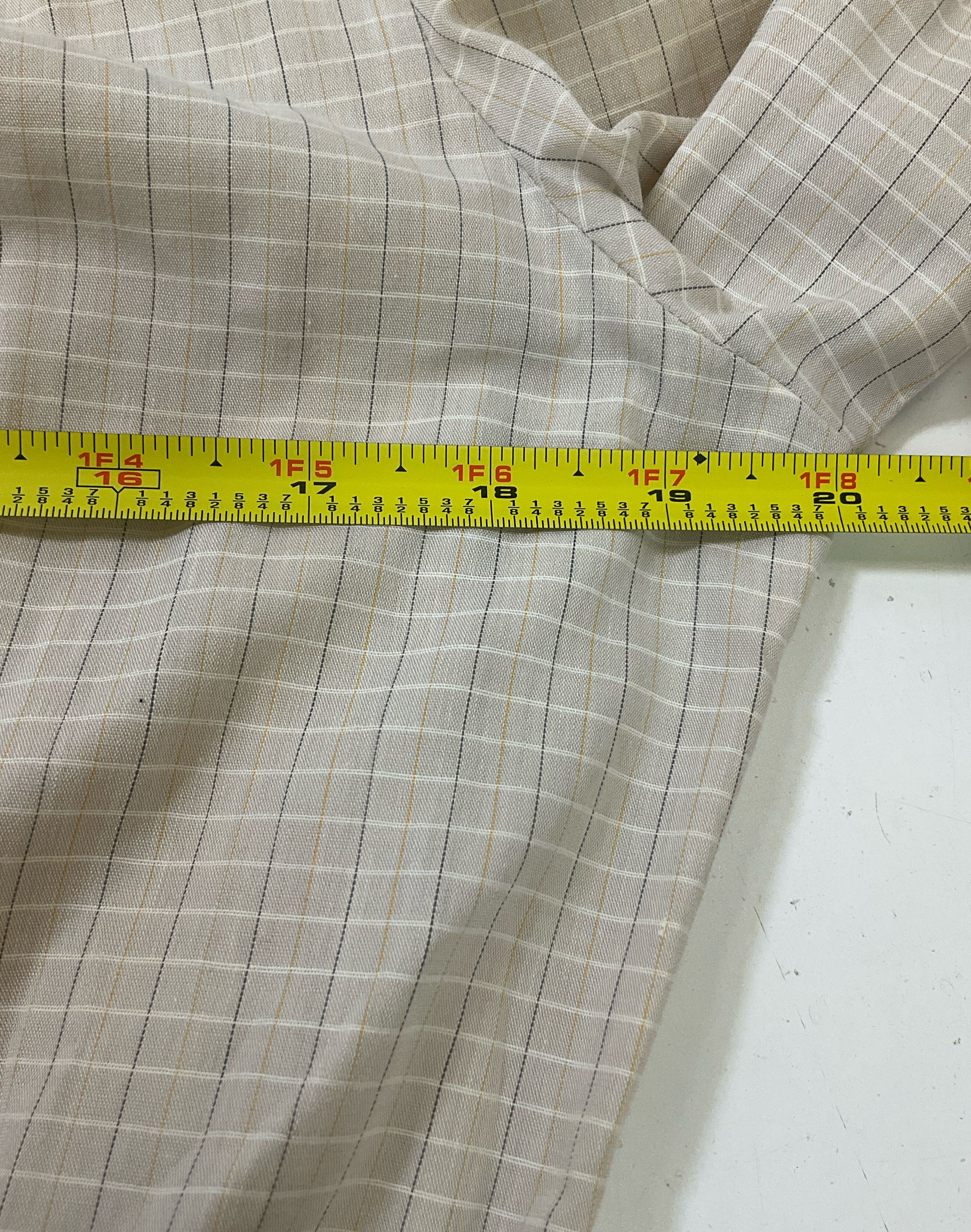 Vintage Women's Handmade Beige Plaid Shirtwaist Dress Size Medium