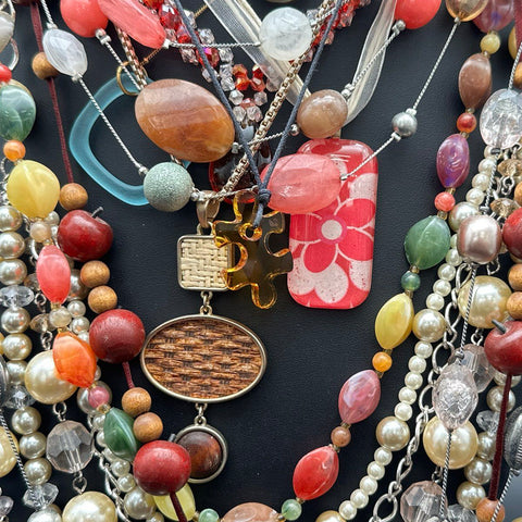 Costume Jewelry Lot Vintage to Modern Boho Statement Beaded Necklaces Pendants