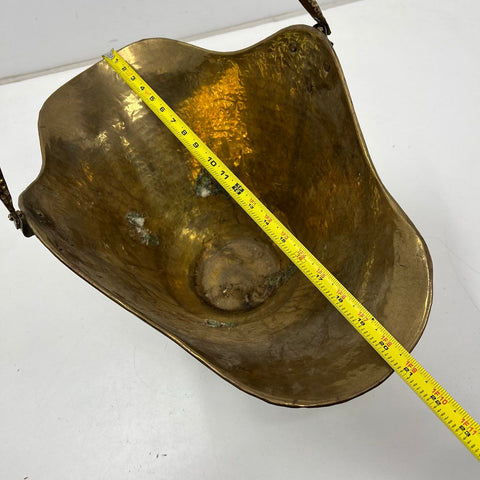 Vintage Hammered Brass Scuttle Basket Planter Bucket 12.5" H Made in India