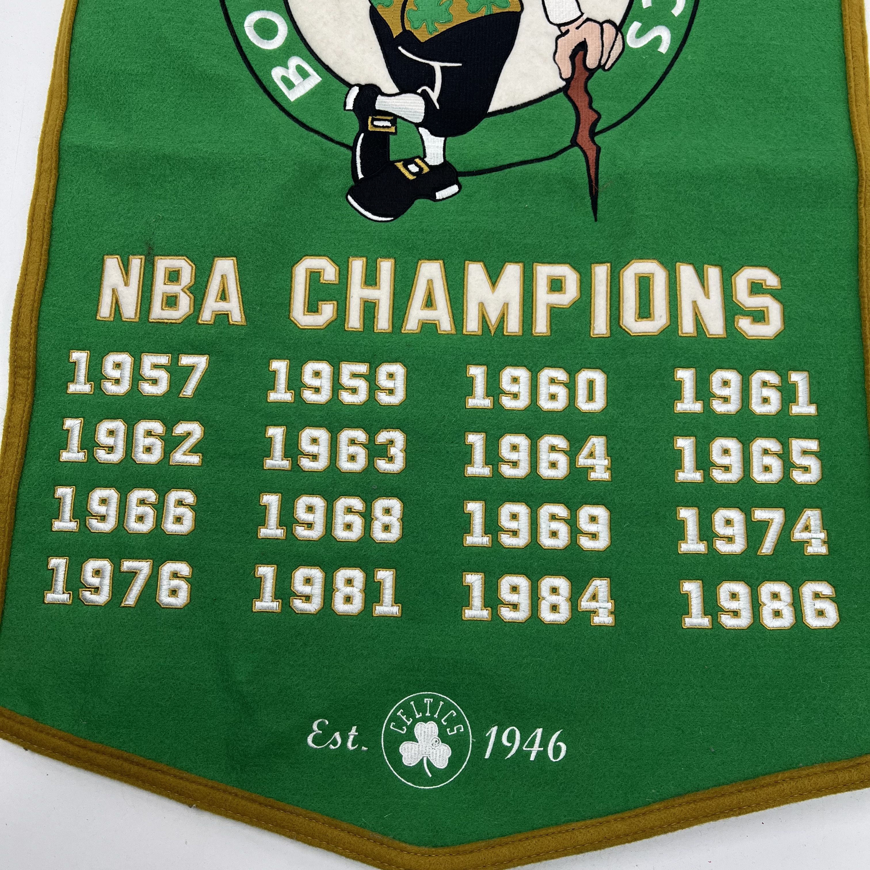 Winning Streak Boston Celtics NBA Champions Embroidered Wool Felt Banner