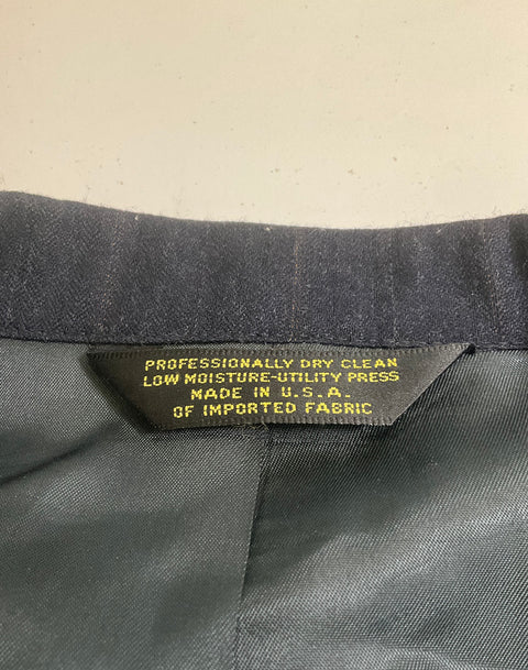 Vintage 80s American Trend Charcoal Pinstripe Wool 2-Piece Suit Men's 46 37x29