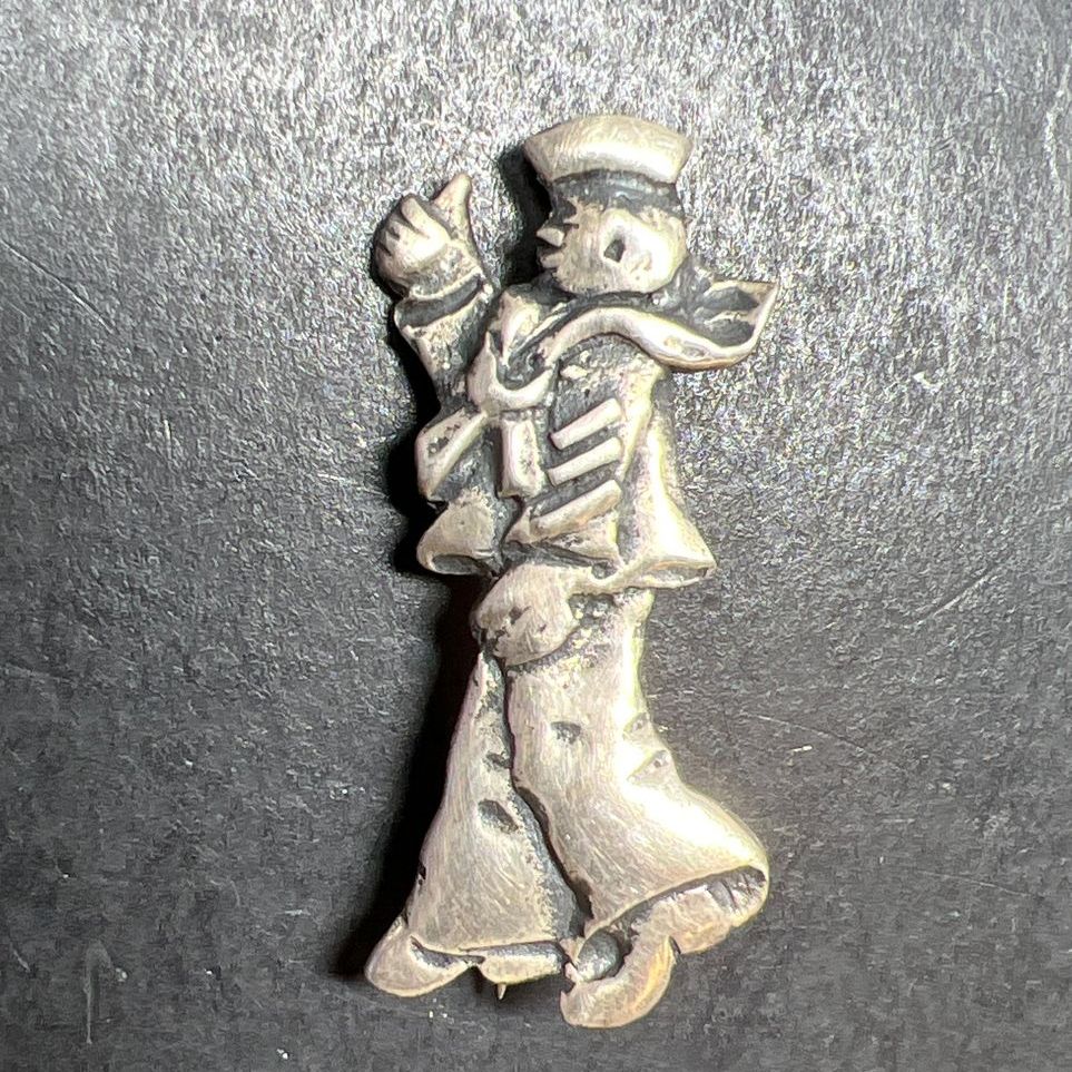 Vintage Sterling Silver Sailor Brooch 7g