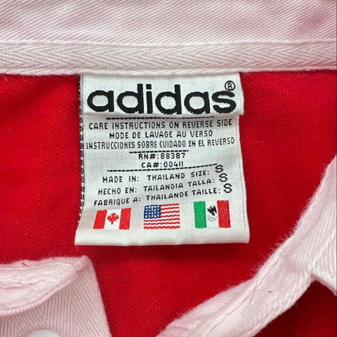 Vintage 90s Adidas Nebraska Huskers Rugby Shirt Long Sleeve Three Stripe Sz S