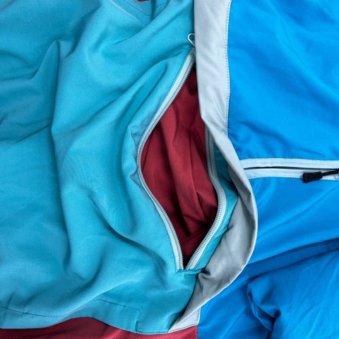 Yo Colorado Men's Colorblock Hooded Half Zip Pullover Jacket Red Blue Sz M
