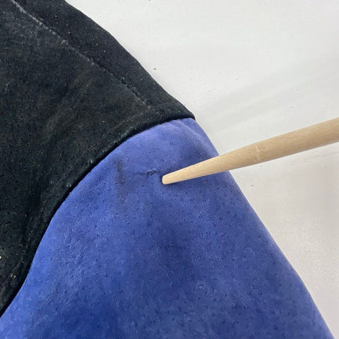 Vintage 90s G-III NFL Men's NY Giants Leather Suede Bomber Jacket Black Blue M