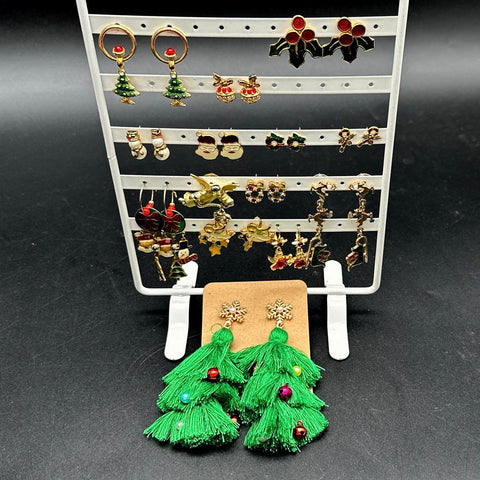 Christmas Holiday Costume Jewelry Lot 22pc Necklaces Bracelets Earrings Enamel