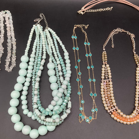 Fashion Statement Necklaces Jewelry Lot of 7 Beaded Boho Multi-strand Styles