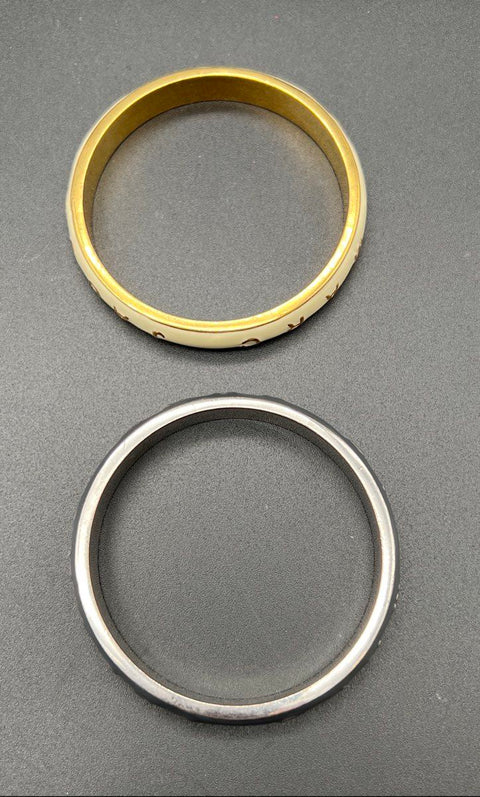 Marc by Marc Jacobs Lot of 2 Enamel Bangle Bracelets Gold & Silver Tone 8"
