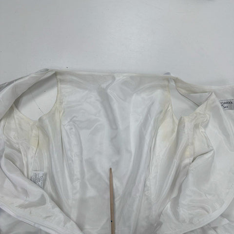 Vintage 80s Gunne Sax Women's White Satin Swiss Dot Tulle Mini Dress Sz 9/10