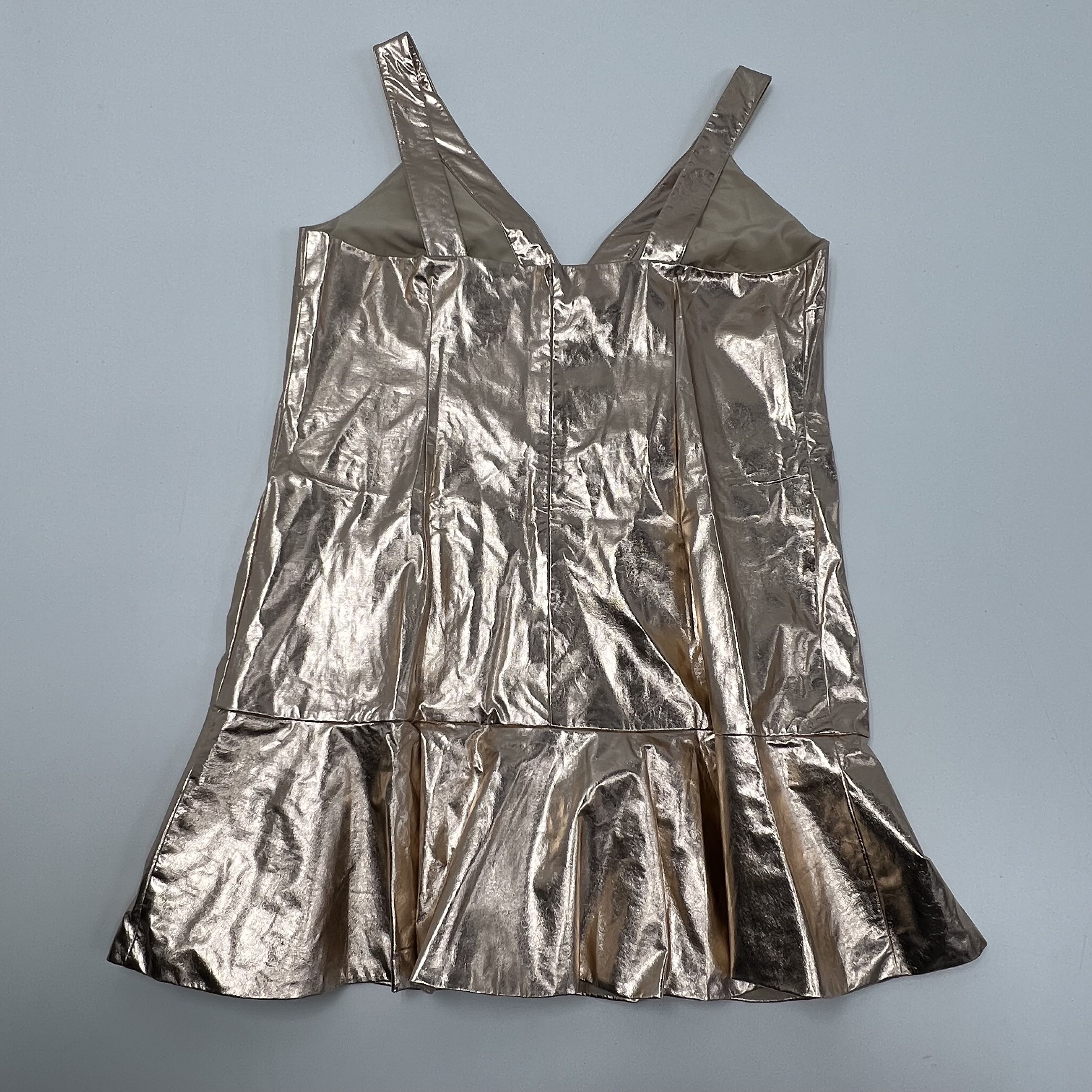 Mare Mare x Anthropologie Metallic Faux Leather Mini Dress Gold Size L NWT