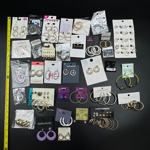 Paparazzi Tahari Claire's Fashion Costume Jewelry Lot 40+ Hoop Stud Earrings