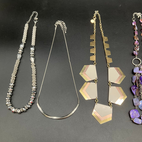 Costume Jewelry Lot of 7 Vintage to Modern Statement Bib Collar Beaded Necklaces