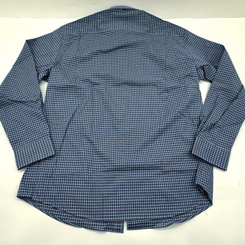 Jos. A. Bank Men's Blue White Check Traveler Tech Tailored Fit Shirt L NWT