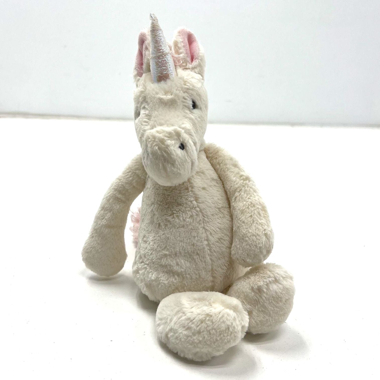 Jellycat Bashful Unicorn Plush Stuffed Animal Toy White Pink Silver Horn 12 Inch