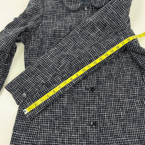 Pendleton Women's Black White Grid Wool Blend Button Front Coat Jacket Size 16
