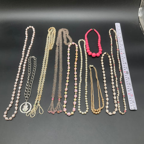 Vintage Faux Pearl & Beaded Costume Jewelry Lot of 11 Necklaces Pendants
