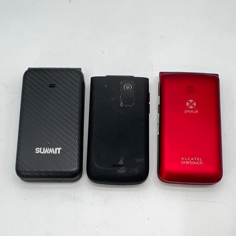 Lot of 4 Flip Phones Jitterbug Flip2 Orbic Summit Alcatel Greatcall Tested Work