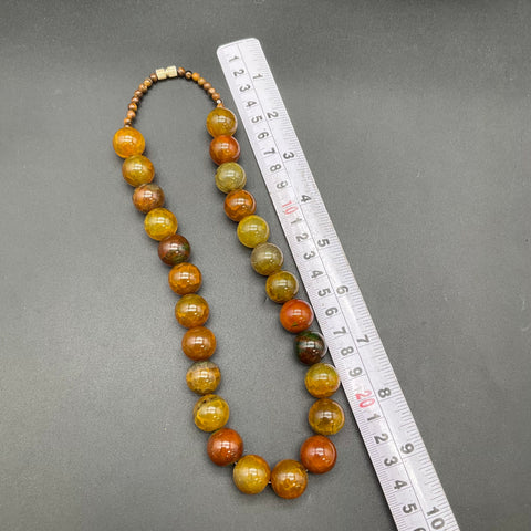 Artisan Polished Stone Necklace Lot of 3 Agate Style Citrine Tone Stick Pearls