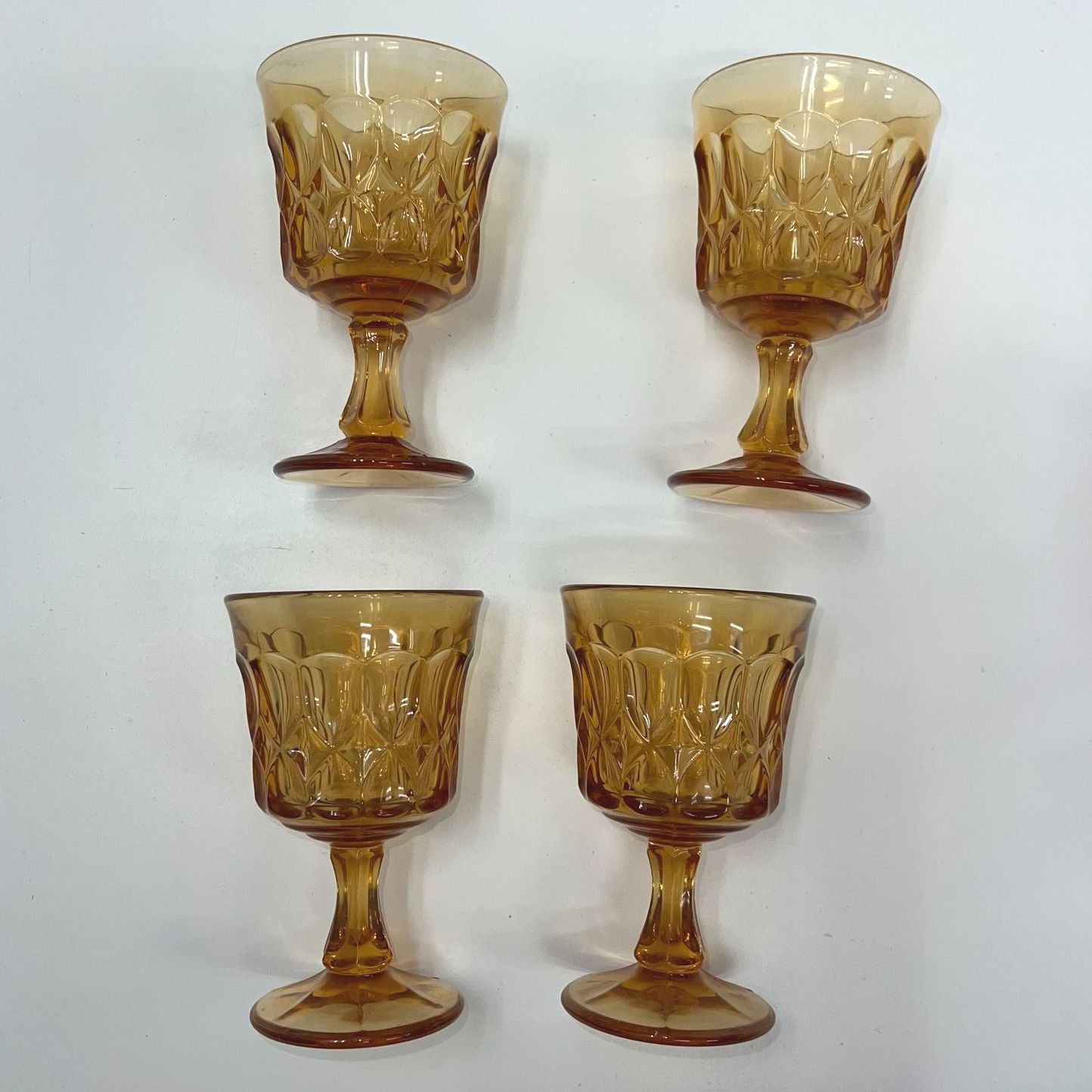 Vintage Noritake Perspective Amber Wine Goblets Set of 4