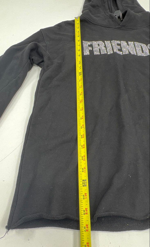Vlone Men's Friends Swarovski Crystal Logo Pullover Hoodie Black Size L