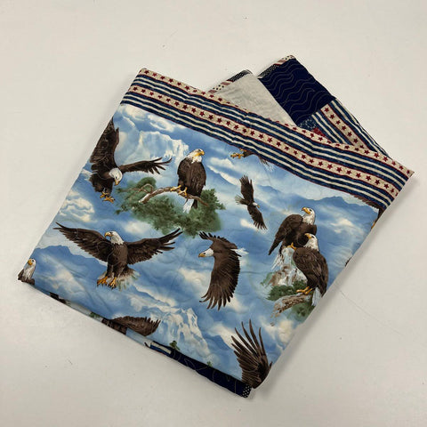 Quilt of Valor Handmade Patriotic Eagle Throw Blanket Cotton Red White Blue 2020