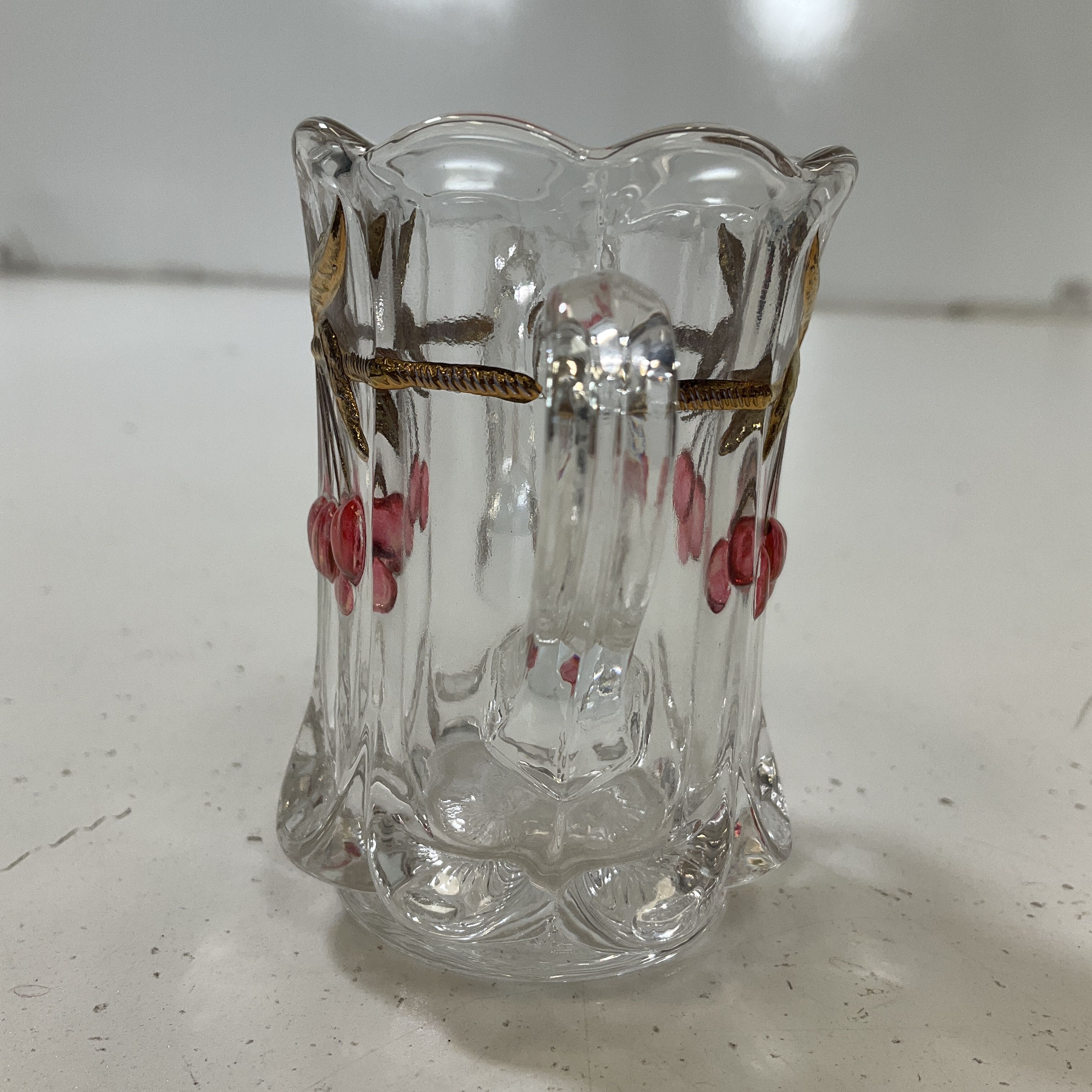 Vintage Northwood Cherry And Cable Clear Ruby Glass Small Mini 3" Open Sugar