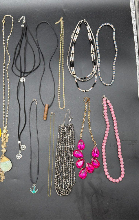 Vintage Modern Costume Jewelry Necklace Lot 17 Pieces Statement Beaded Fashion