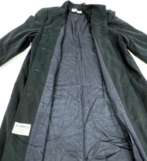 Vintage 80s Wellington Women's Kashmiracle Black Longline Mandarin Collar Coat