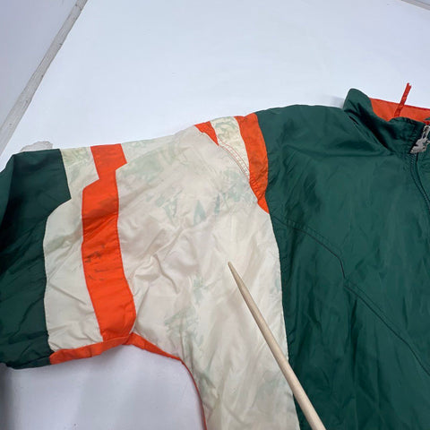 Vintage 90s Starter Miami Hurricanes NCAA Full Zip Puffer Jacket Sz M