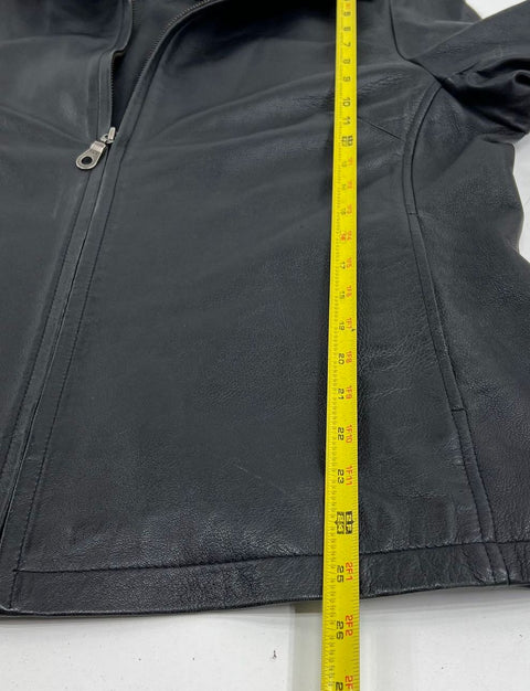 Whet Blu Black Genuine Leather Full Zip Moto Jacket Women's Size XXL