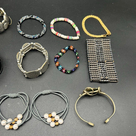 Harry Potter Slytherin Shell Beaded Rhinestone Cuff Bracelet Jewelry Lot of 18