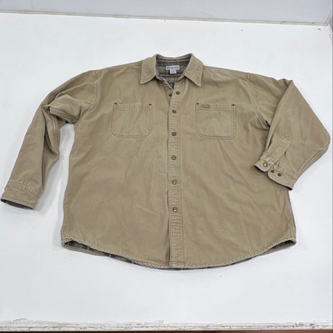 Carhartt Men's Tan Flannel Lined Canvas Shirt Jacket Workwear Size XL