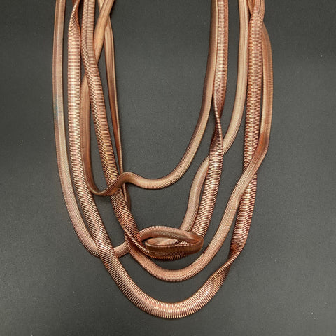 Graziano Rose Gold Tone Multi-Strand Snake Chain Necklace & Beaded Bracelet Set