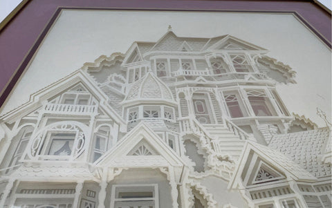 Debbie Patrick Dimensional Designs Victorian Houses 24x18 Signed Art 1565/1750