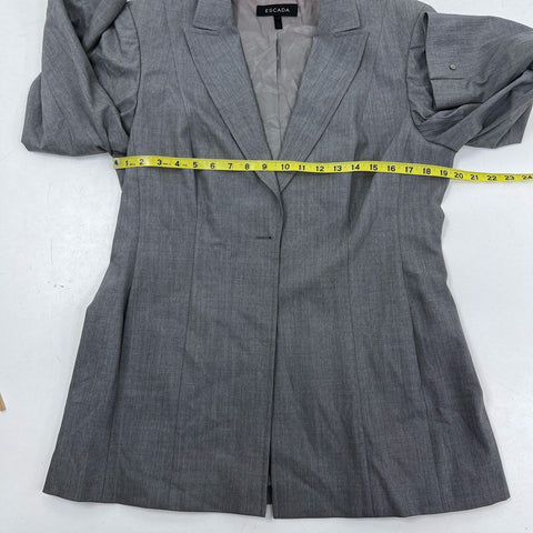 Escada Women's Gray Wool Silk Blend Single Button Blazer Made in Slovenia Sz 44