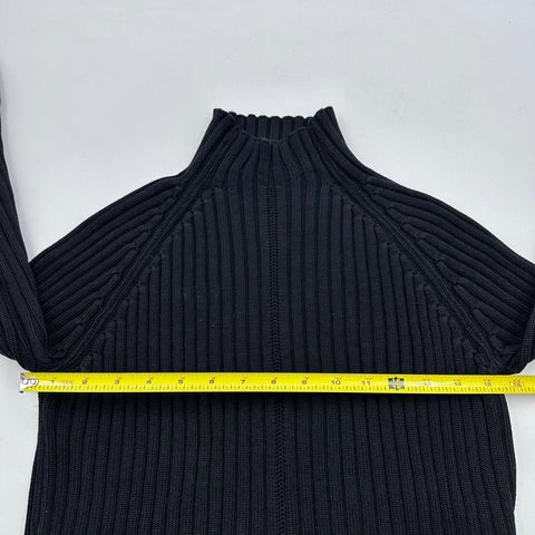 Suzanne Rae Women's Black Ribbed Mock Neck Cropped Cotton Sweater Italy Sz S