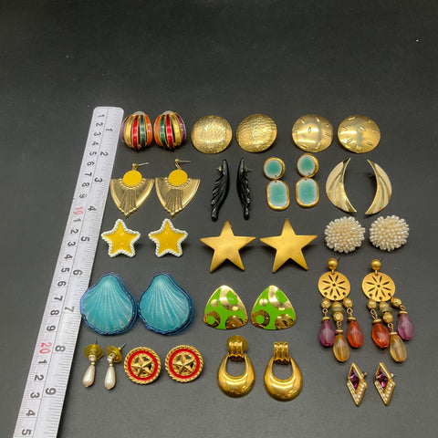 Vintage 80s 90s Costume Jewelry Earrings Lot of 15 Pairs Monet Enamel Retro