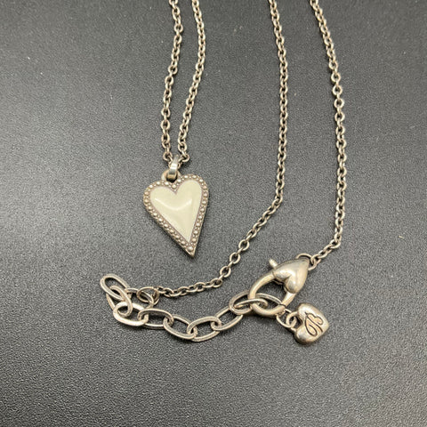 Brighton Jewelry Lot 2 Necklaces Silver Tone Heart Pendant Cross