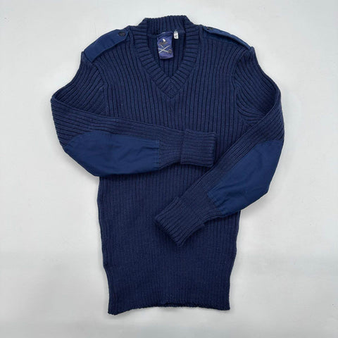 Military Equipment Men's Navy Ribbed Wool V-Neck Sweater USAF Certified Sz 42