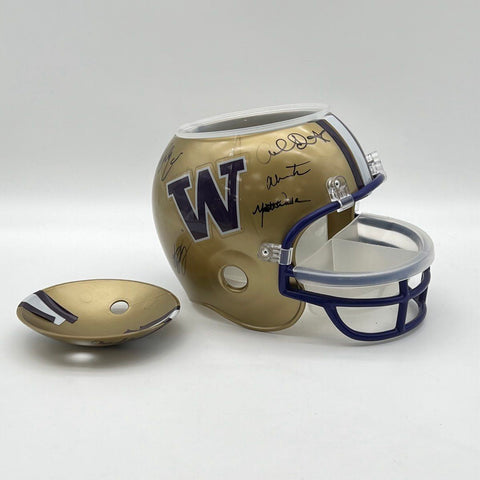 Washington Huskies NCAA Football Multi-Signed Helmet Snack Bowl Ice Bucket Gold