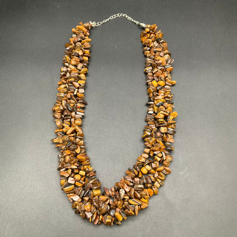 Tiger's Eye Polished Stone Jewelry Lot 4 Pcs Necklaces Bracelets Boho Style