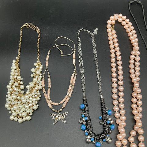 Vintage to Modern Mixed Costume Jewelry Lot of 10 Necklaces Faux Pearl Pendants