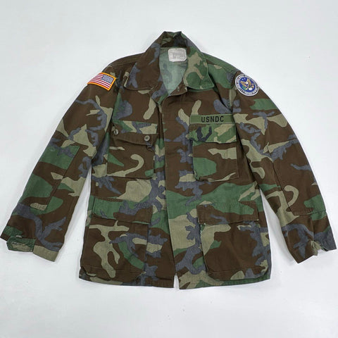 Vintage 80s US Army BDU Combat Jacket Woodland Camo USNDC Men's Small Regular