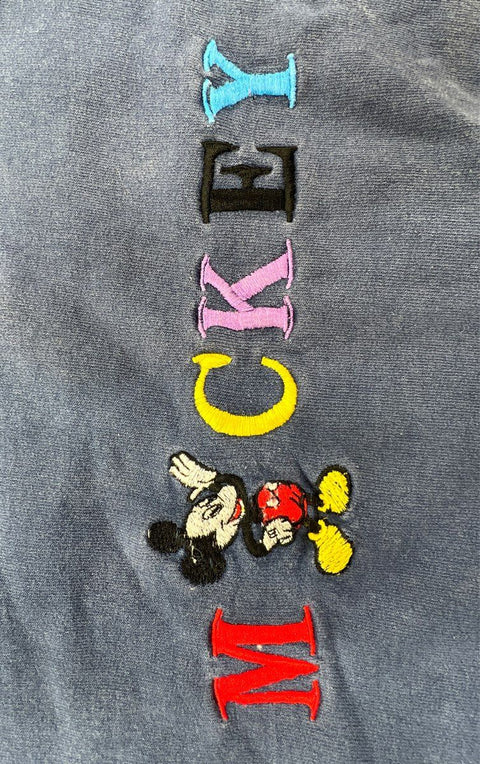 Vintage 90s Mickey Mouse Embroidered Disney Sweatshirt Navy Blue Size XL