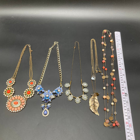 Statement Fashion Jewelry Lot of 5 Necklaces Express Floral Leaf Rhinestone